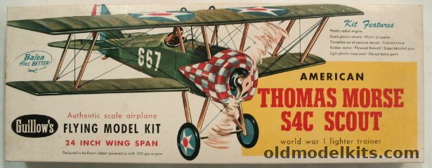 Guillows Thomas Morse S4C Scout - 24 inch Wingspan for Free Flight or R/C Conversion, 201 plastic model kit